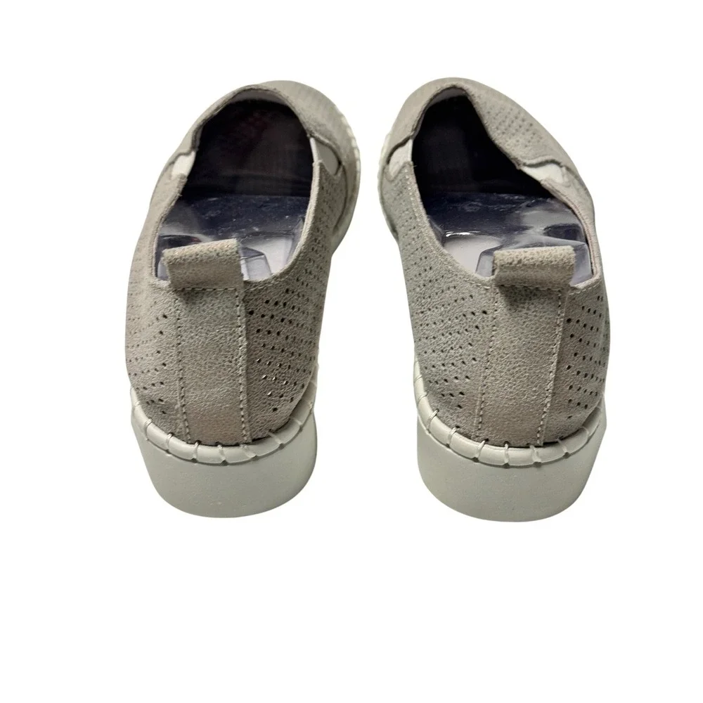 Bernie Mev New York Womens Metallic Pewter Perforated Slip On Sneakers‎ Size 36